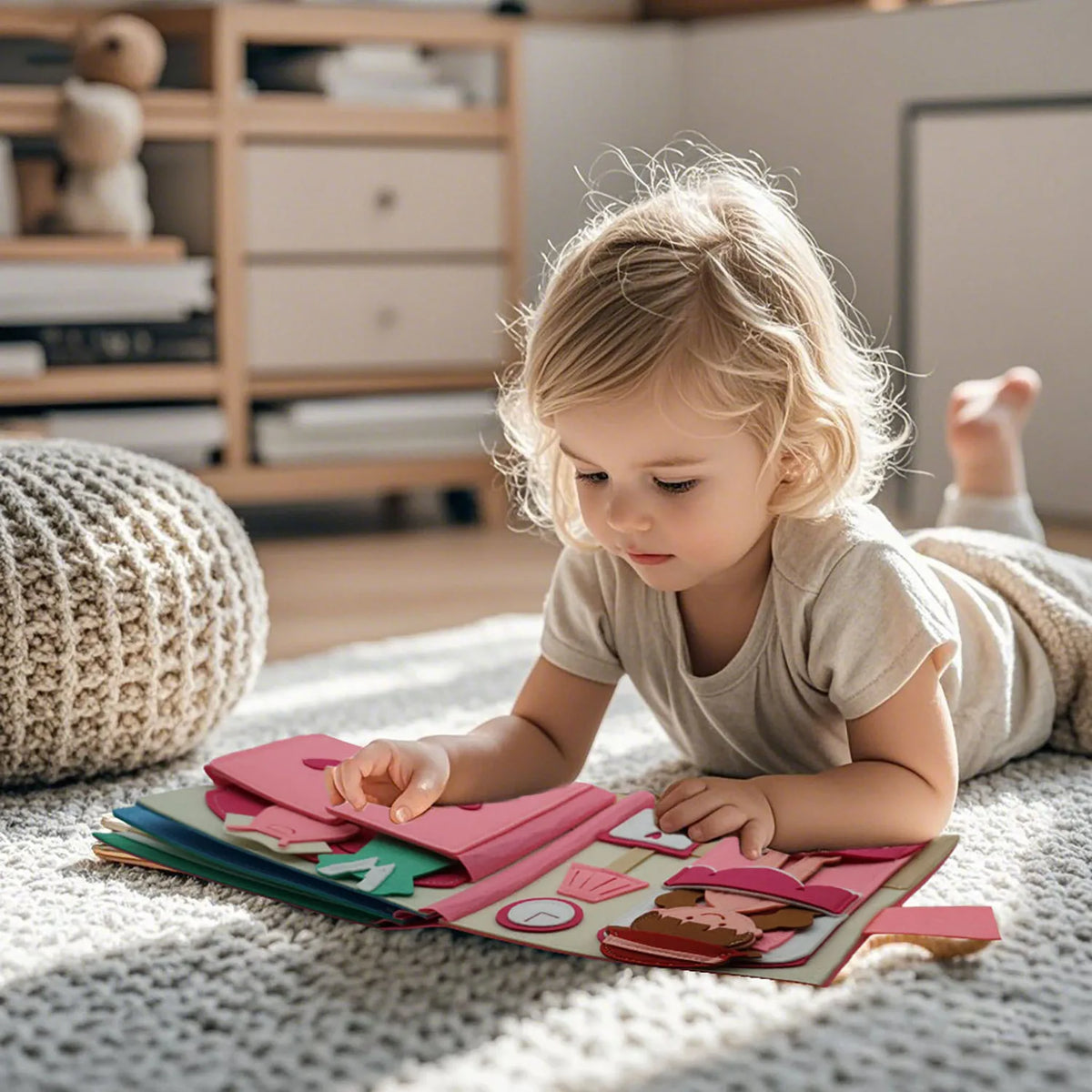 Montessori Sensory Busy Board - Felt Quiet Book Activity Toy for Travel