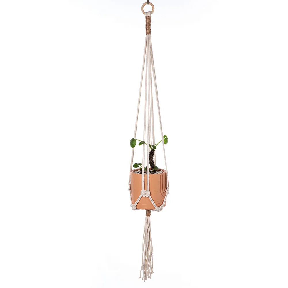 Macrame Plant Hanger - Woven Cotton Rope Planter Holder in 14 Boho Styles