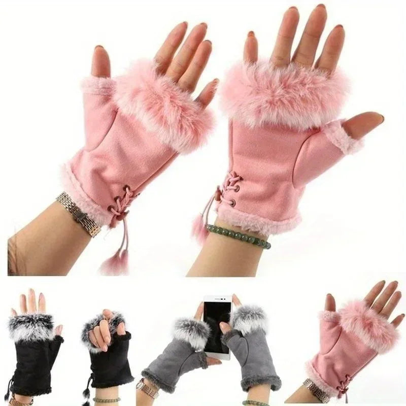 Faux Rabbit Fur Wrist Warmers - Soft Fur Hand Warmers in 9 Colours for Winter