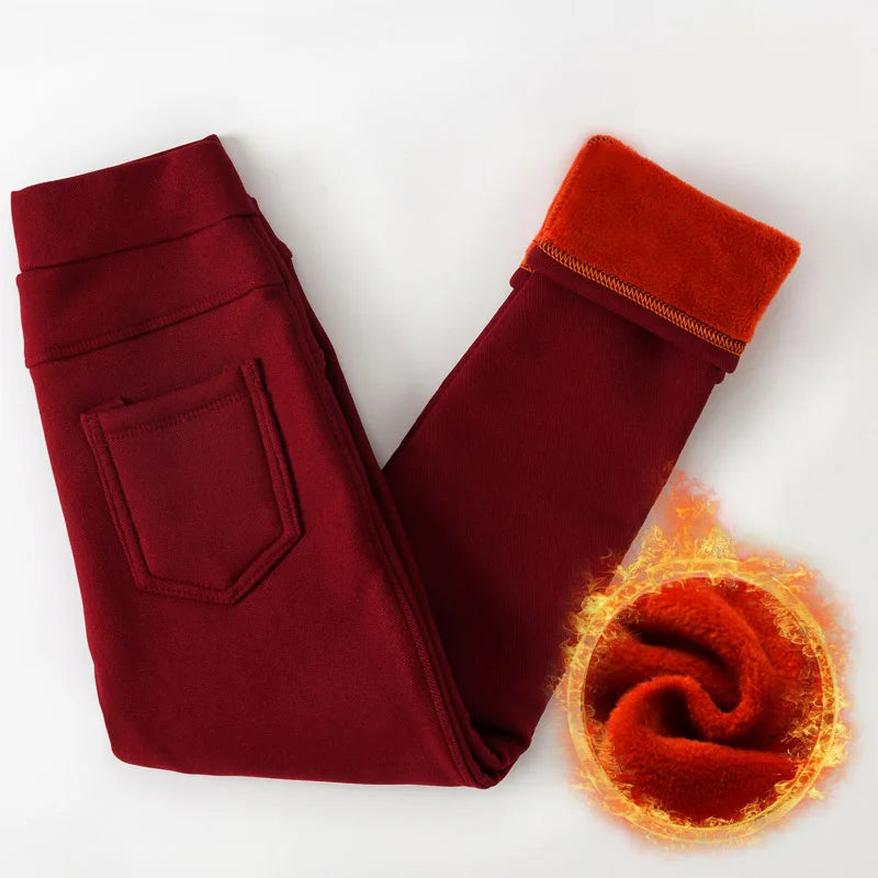 Winter Baby Girls Leggings - Velvet Fleece Lined Warm Pants, Sizes 3T-12
