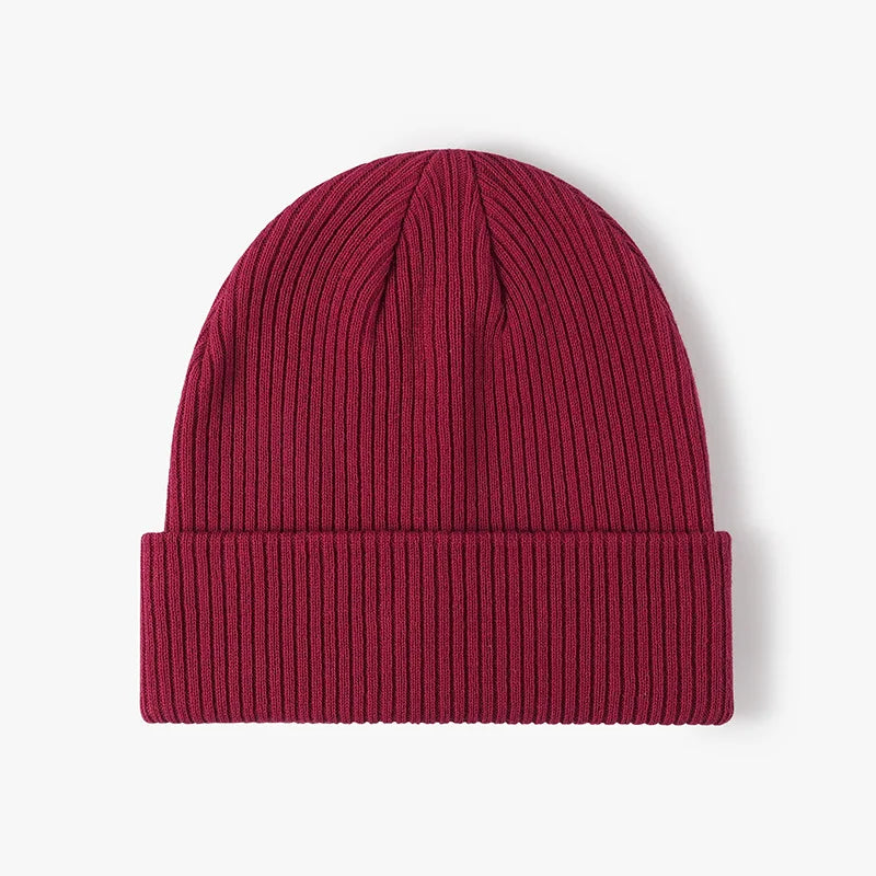 Cotton Beanie Cap - Knitted One-Size Casual Hat in Four Colours