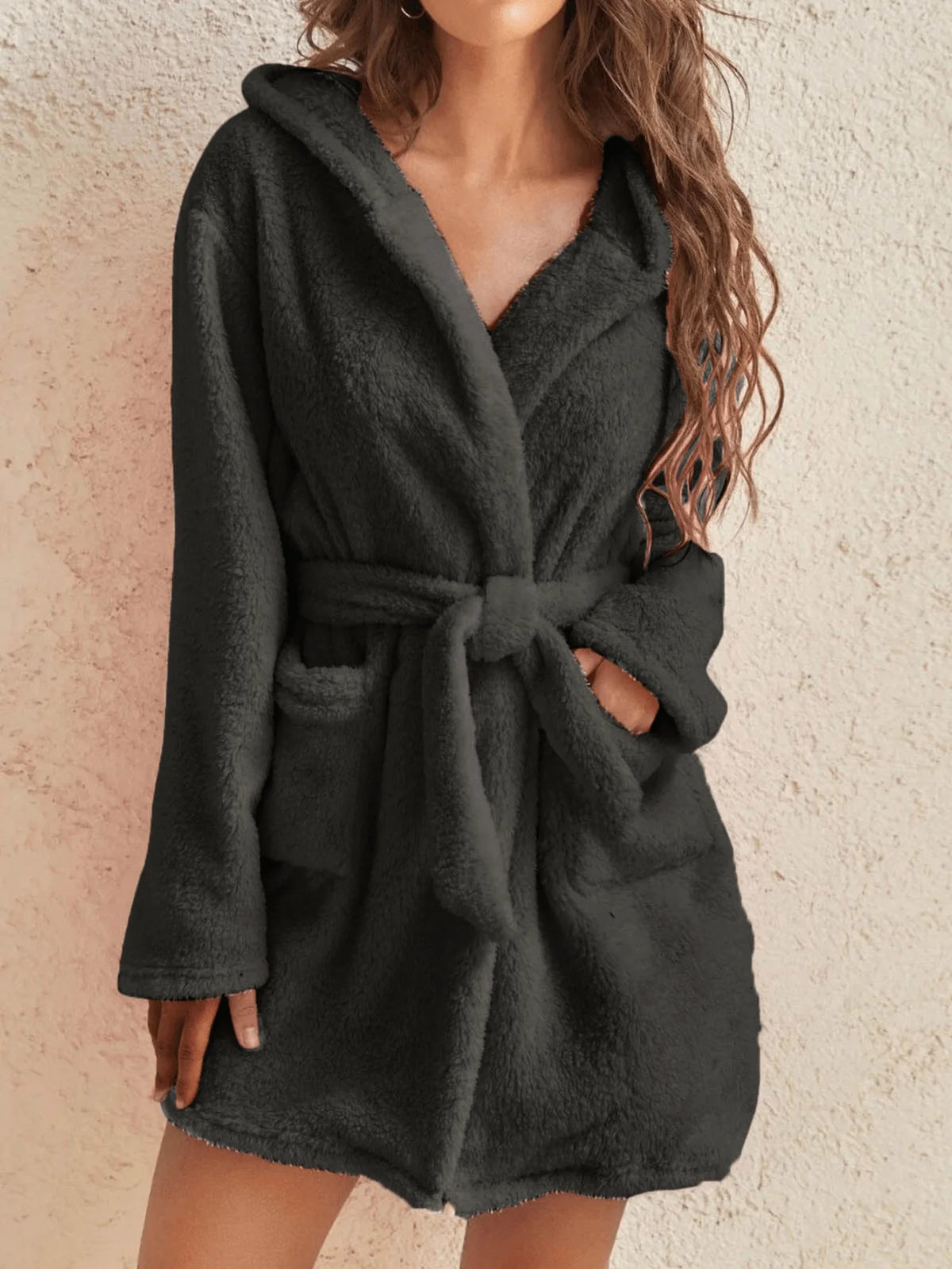 Womens Hooded Robe - Cosy Fleece Loungewear in Six Colours, Sizes S-XXL