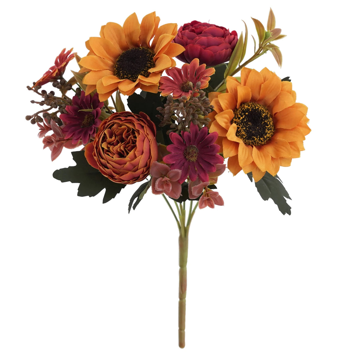 Artificial Sunflower Bouquet - Silk Faux Sunflowers and Peonies for Fall Decor