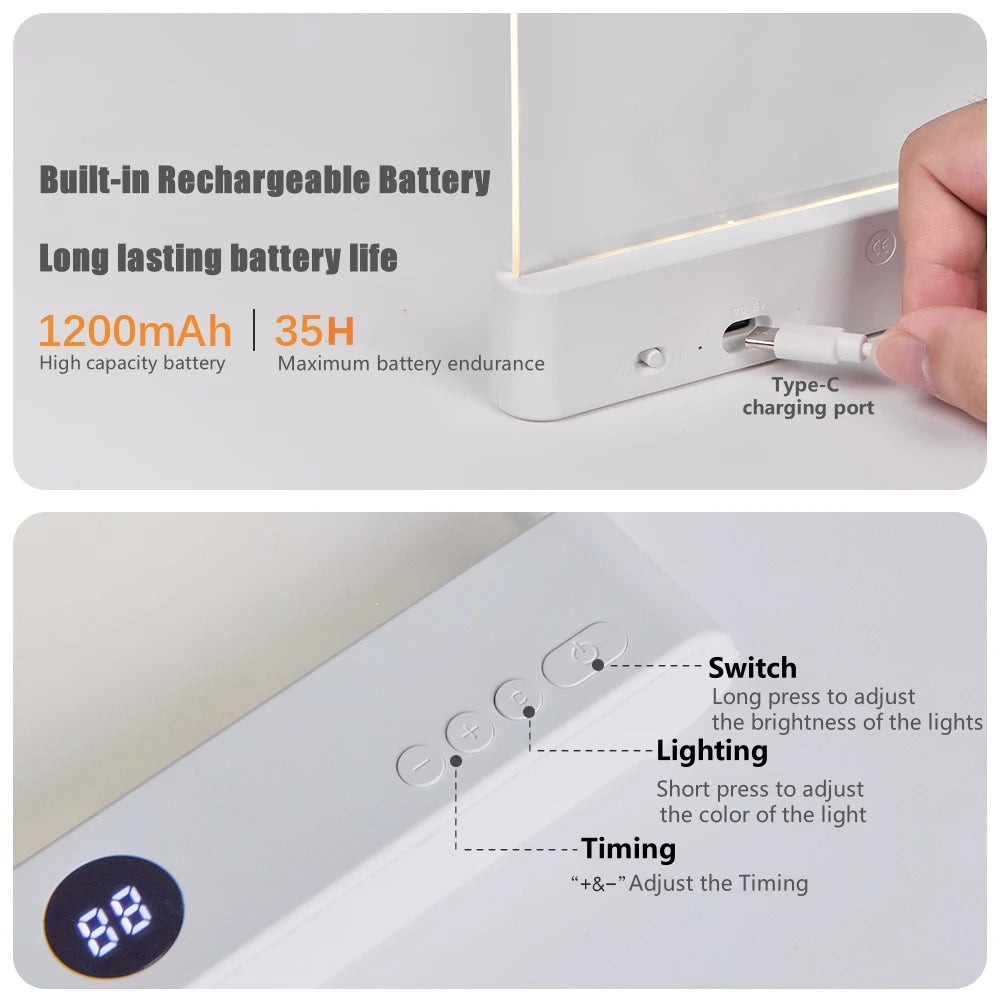 LED Reading Light - Flat Panel USB Book Light for Night Reading in Bed