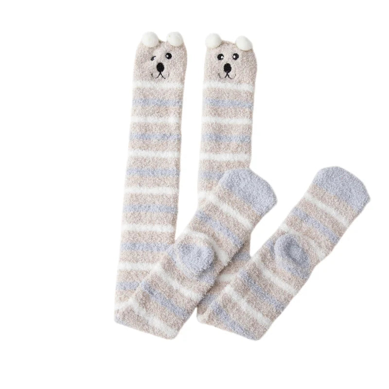 Womens Thigh High Fuzzy Socks - Cozy Soft Warm Pair in EU 34-39