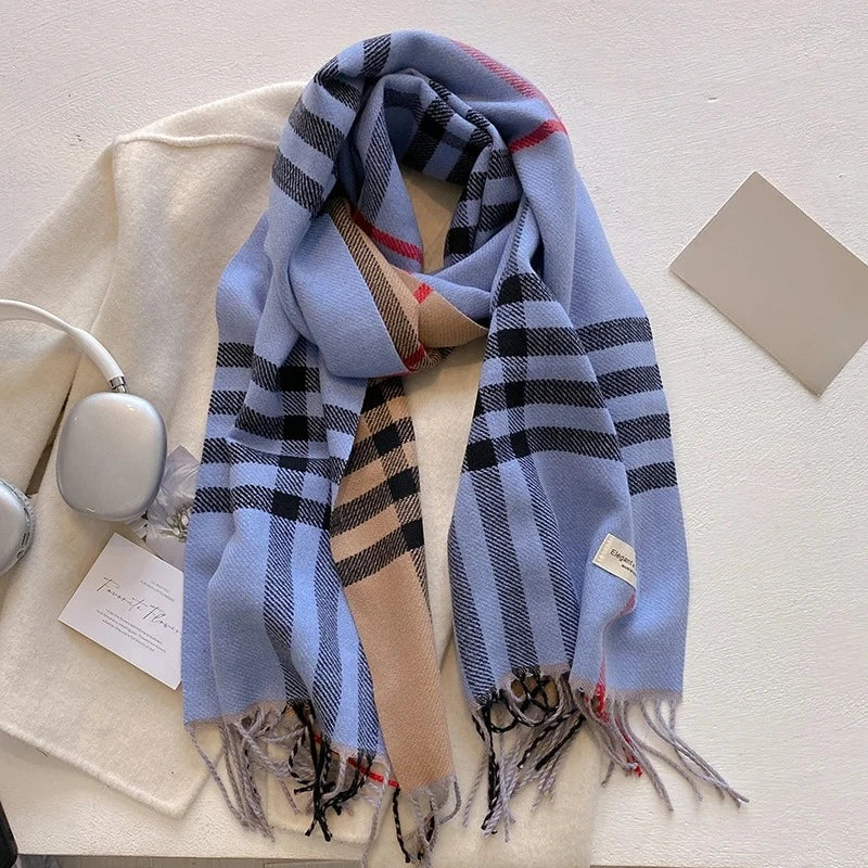 Cashmere Plaid Scarf - Warm Autumn and Winter Wrap in Five Colours
