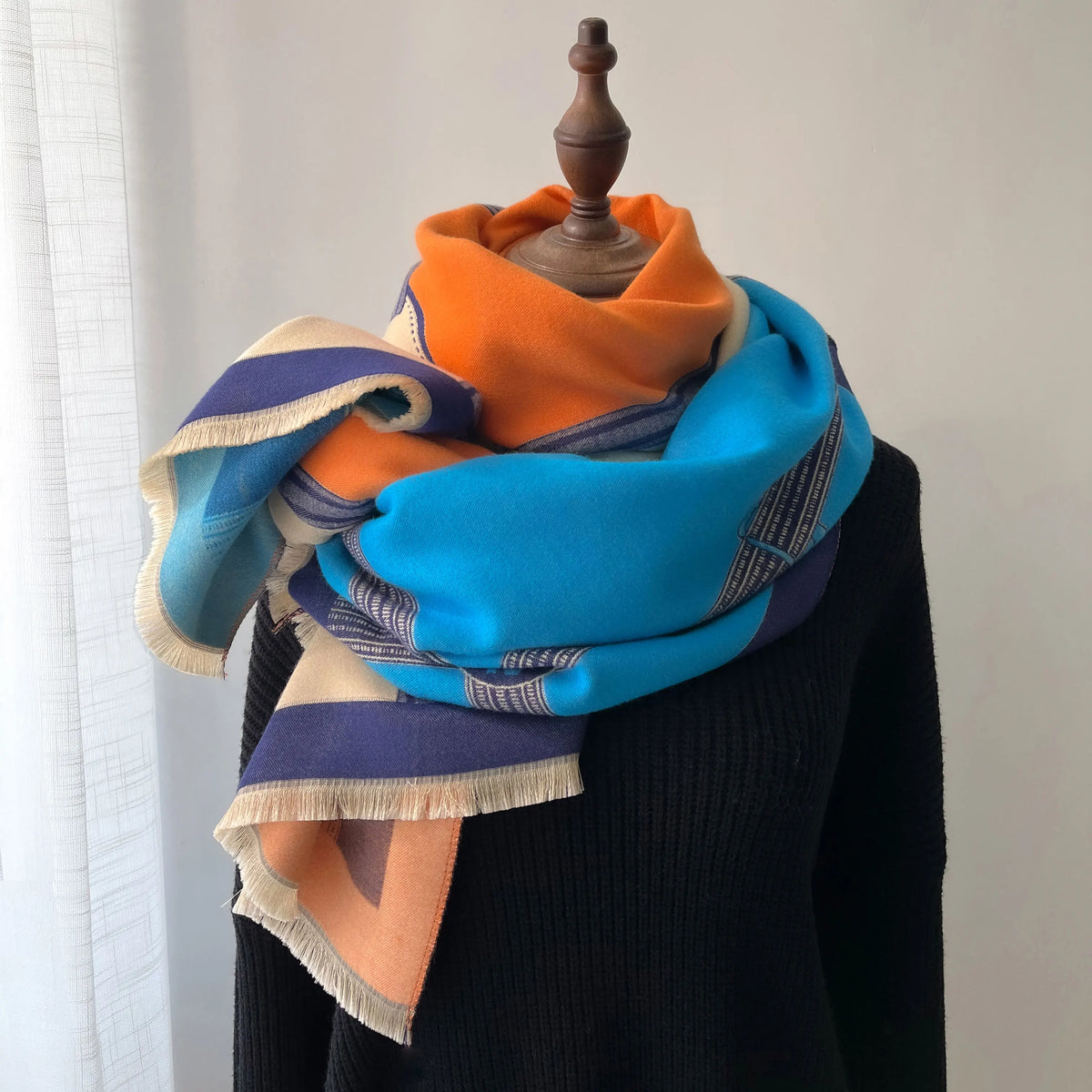Winter Cashmere Scarf - Thick Warm Wrap in Pink, Orange, Green or Yellow
