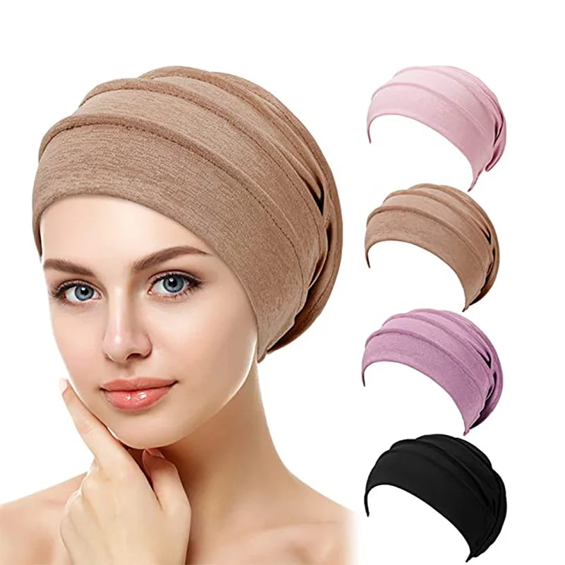 Women's Slouch Beanie - One-Size Elastic Knit Hat in 10 Solid Colours
