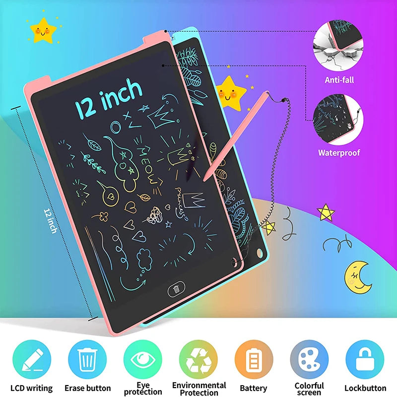 LCD Writing Tablet for Kids - 8.5 and 12 Inch Drawing and Doodle Board