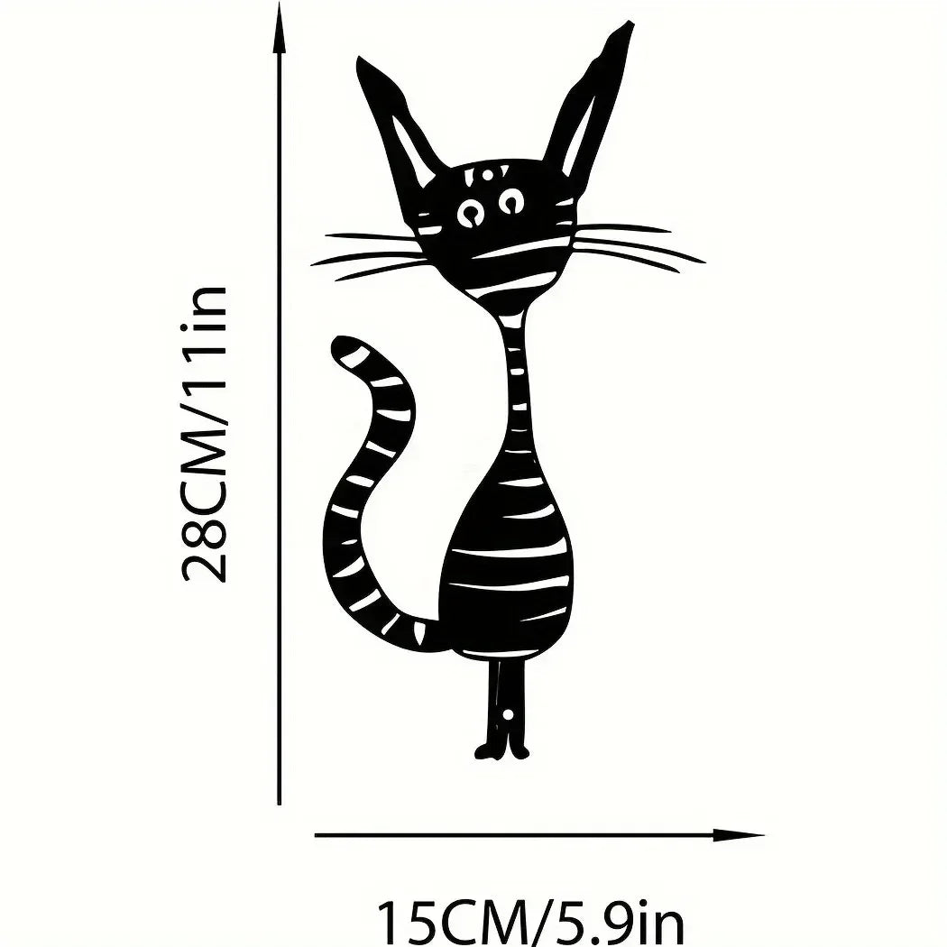 Cat Garden Stakes - Metal Silhouette Lawn Ornaments for Patios, Beds and Borders