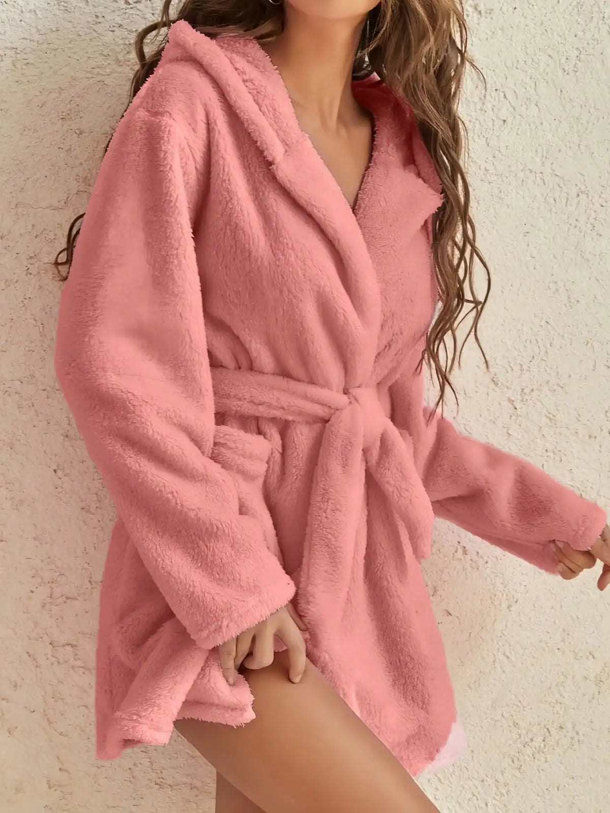Womens Hooded Robe - Cosy Fleece Loungewear in Six Colours, Sizes S-XXL