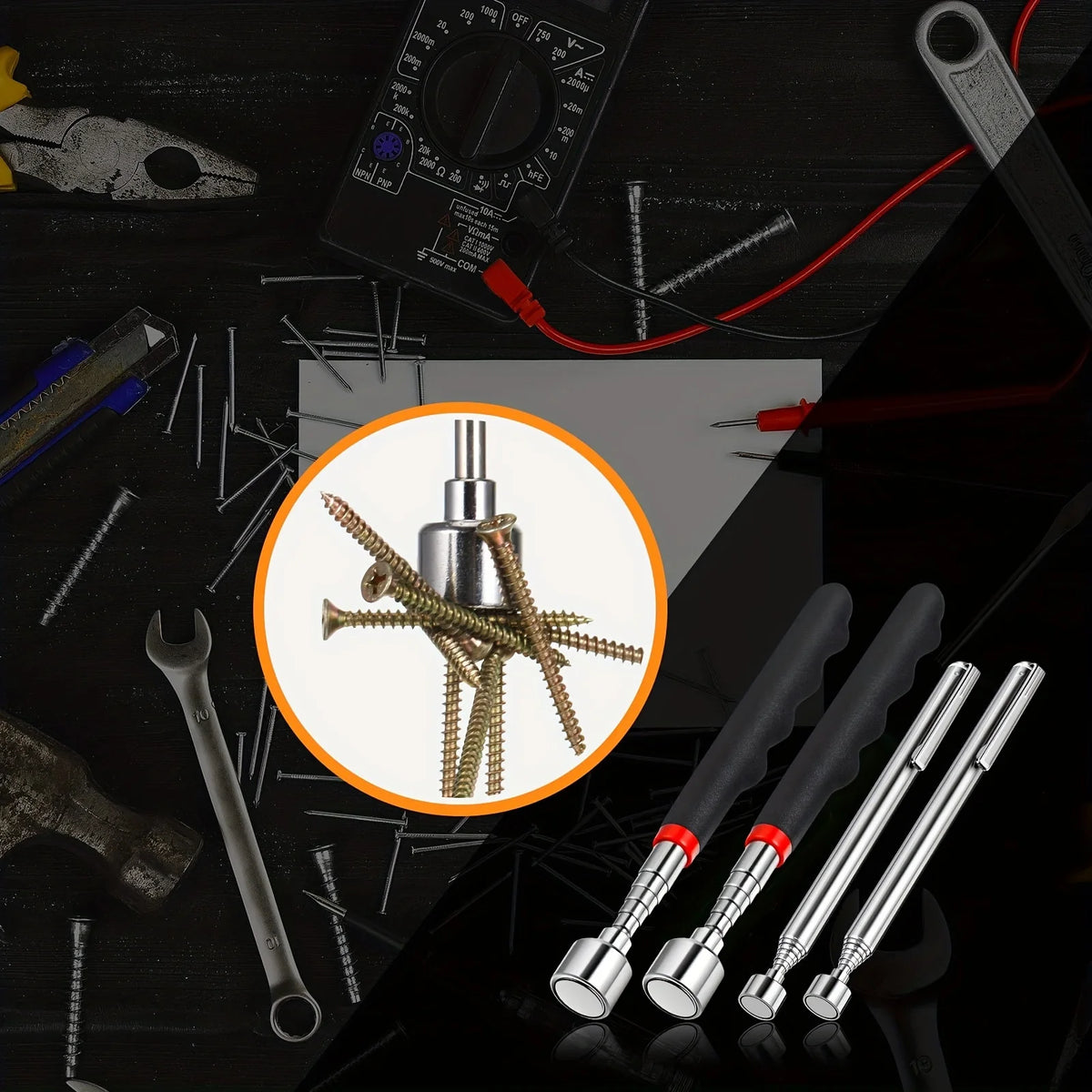 Telescoping Magnetic Pickup Tool - Extendable Pen Magnet for Dropped Screws