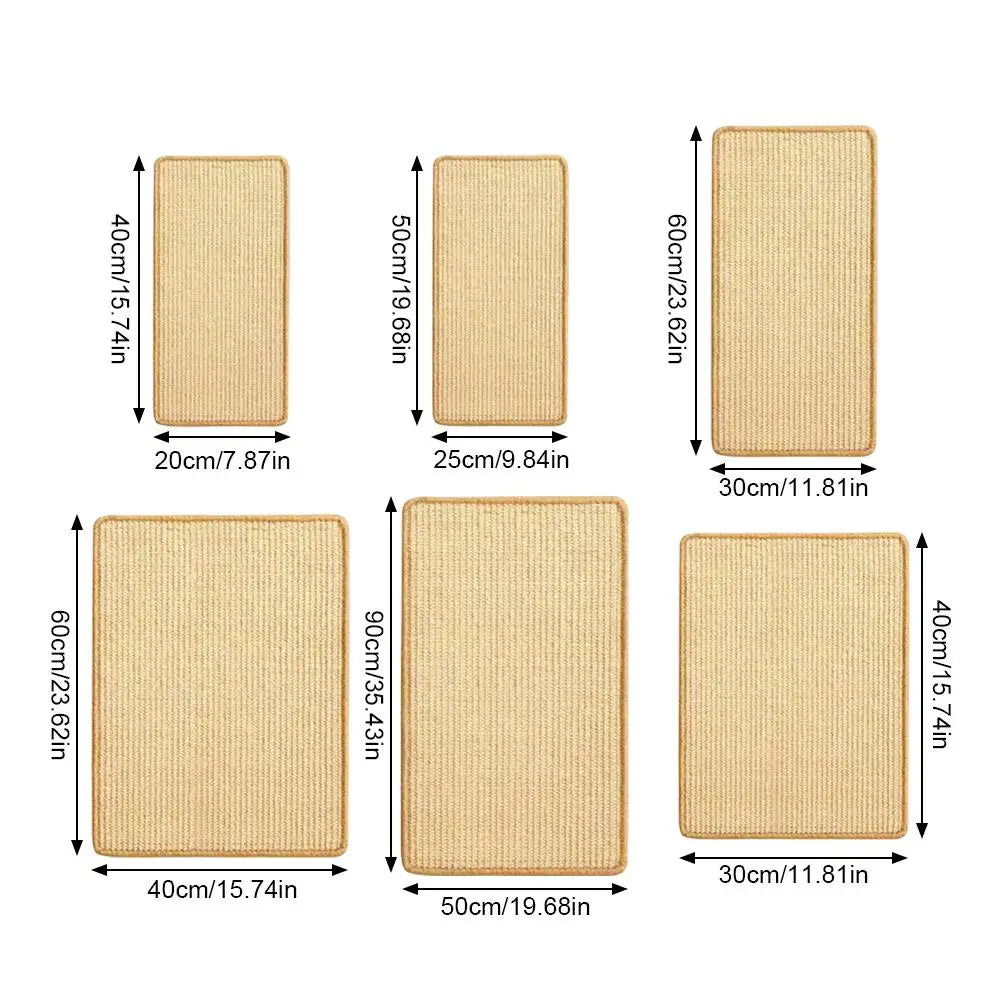 Self Adhesive Sisal Cat Scratcher Mat - Six Sizes from 20x40cm to 50x90cm