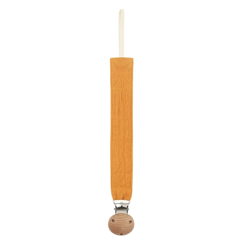 Baby Pacifier Clip - Cotton and Beech Wood Dummy Chain Holder, 26 cm