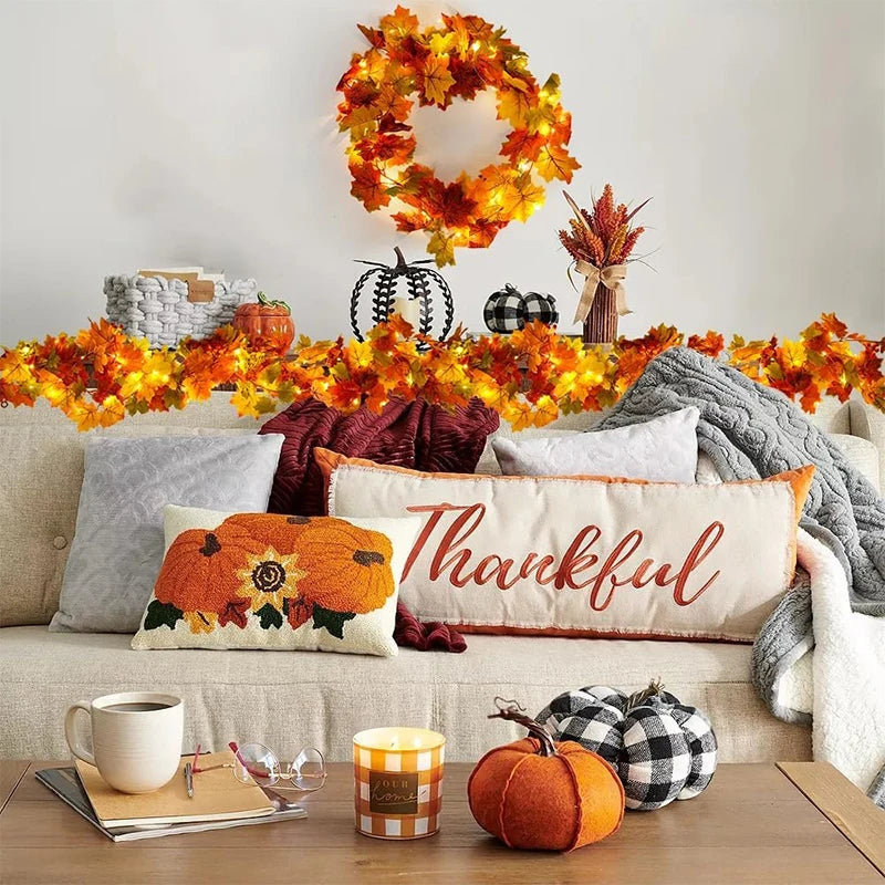 Artificial Maple Leaf Garland 200cm - Autumn Vine for Doors and Mantels