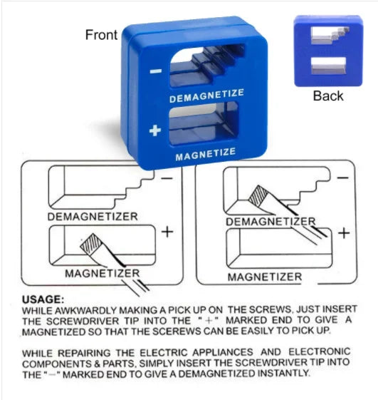 Magnetic Screwdriver Set 4pc - Insulated Cross and Flat Drivers with Magnetiser