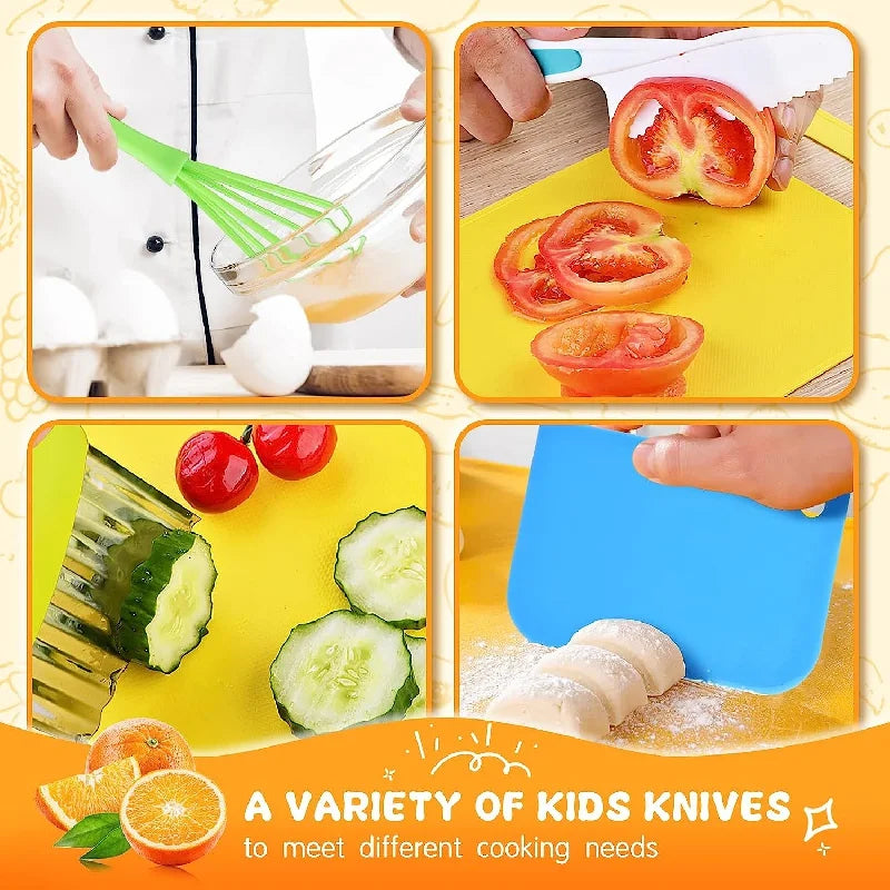 Montessori Kitchen Tools - 11, 13 or 17 Piece Real Cooking Set for Kids