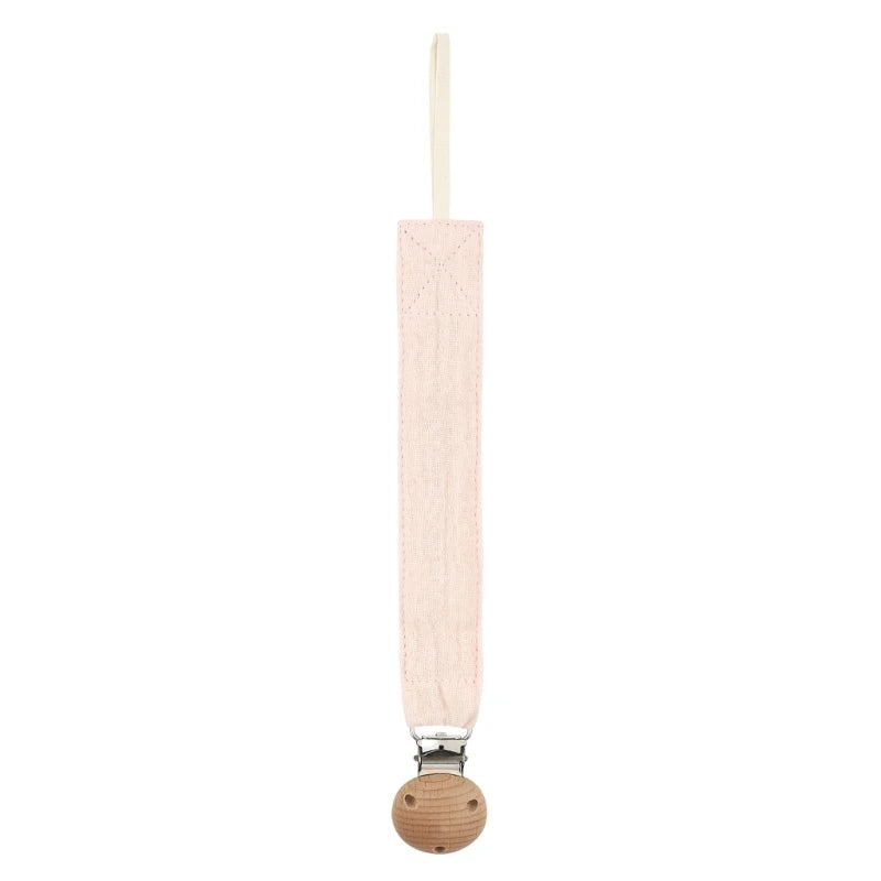 Baby Pacifier Clip - Cotton and Beech Wood Dummy Chain Holder, 26 cm