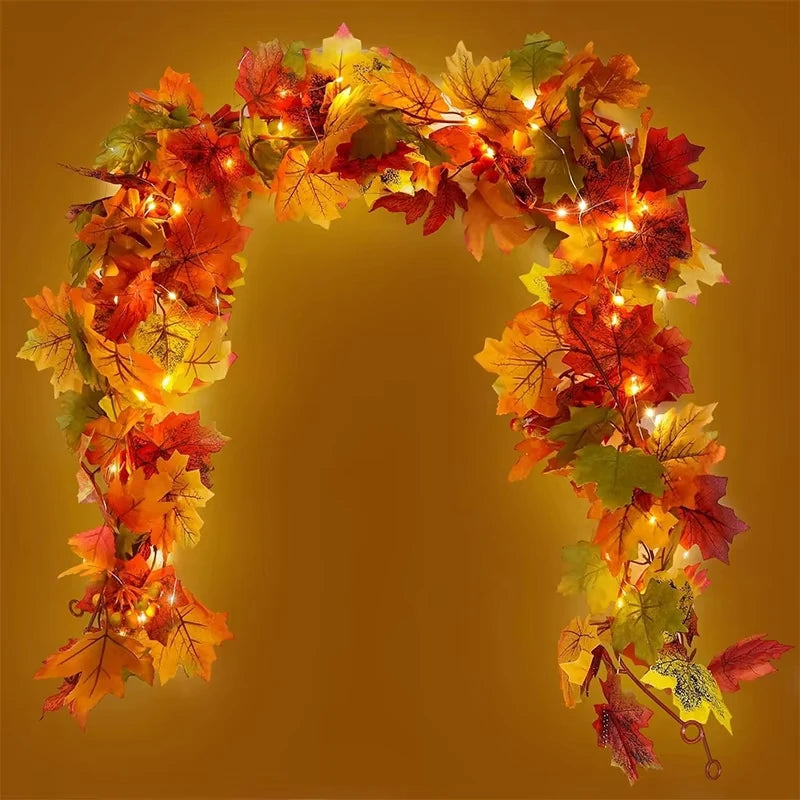 Artificial Maple Leaf Garland 200cm - Autumn Vine for Doors and Mantels