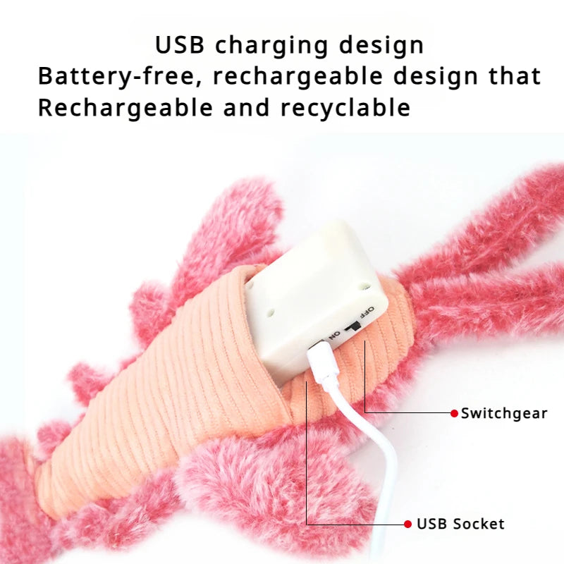 Electric Cat Toy - USB Rechargeable Jumping Shrimp Plush Toy for Indoor Cats