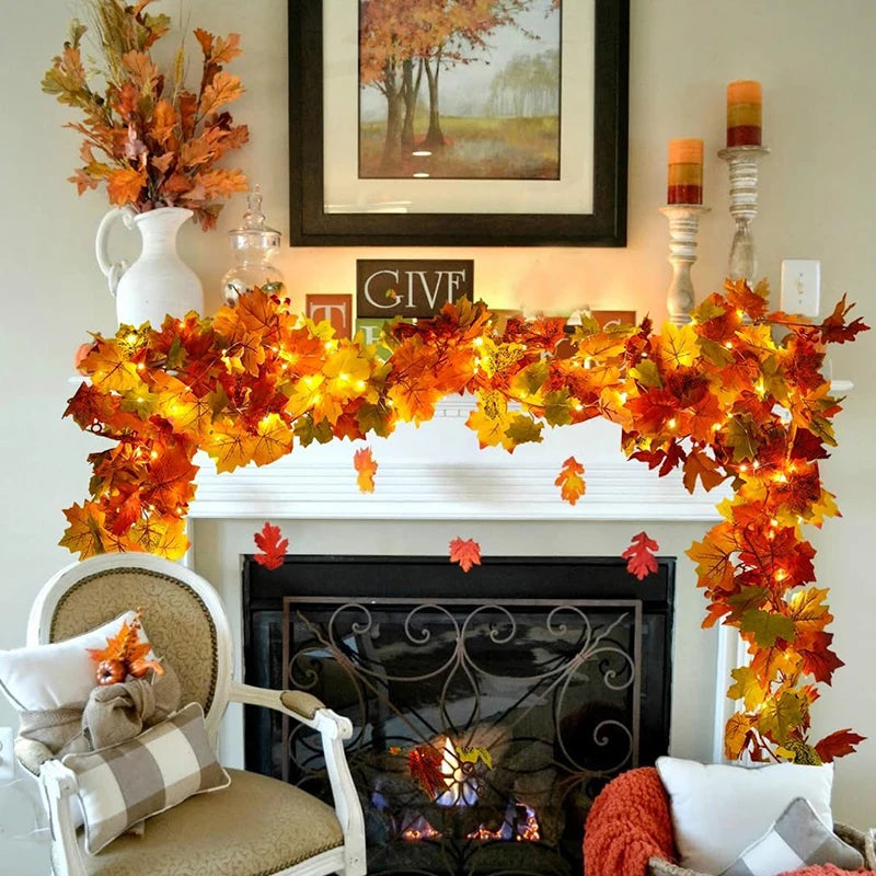 Artificial Maple Leaf Garland 200cm - Autumn Vine for Doors and Mantels