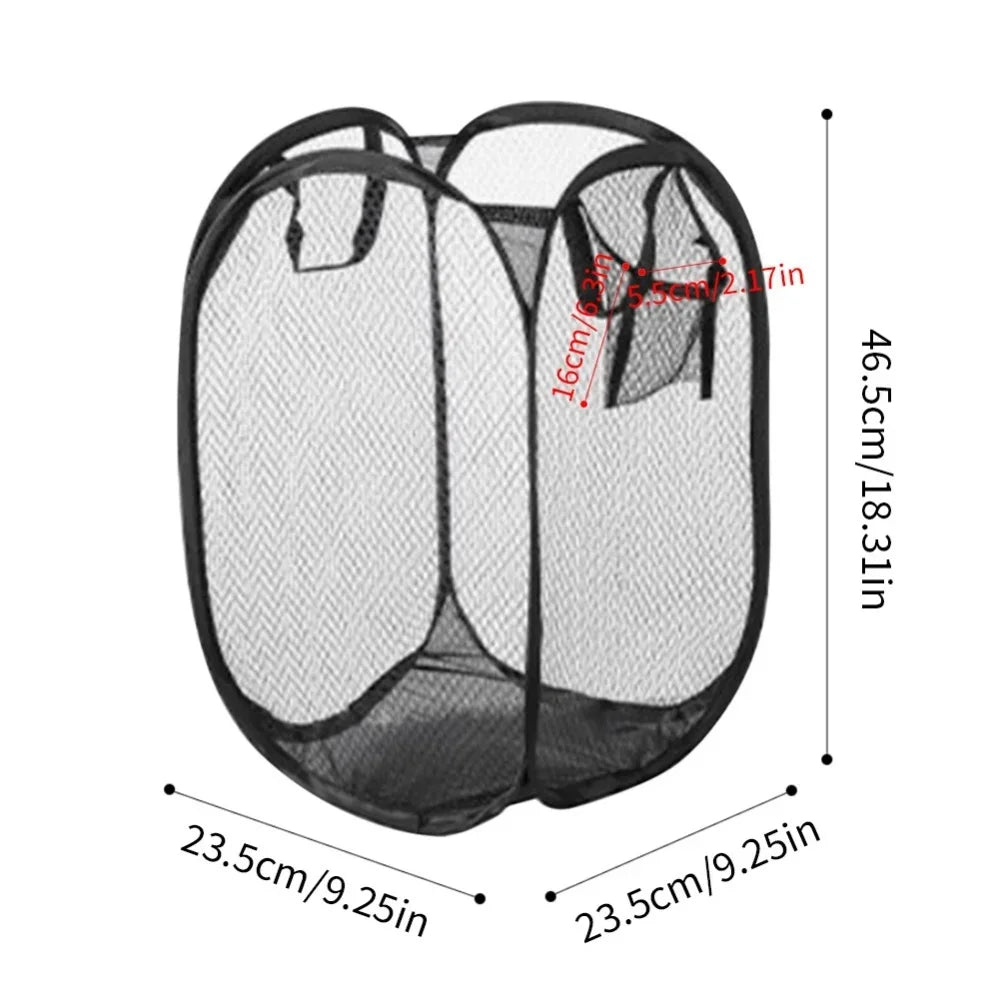 Pop Up Laundry Hamper - Portable Breathable Mesh Basket for Travel and Dorms