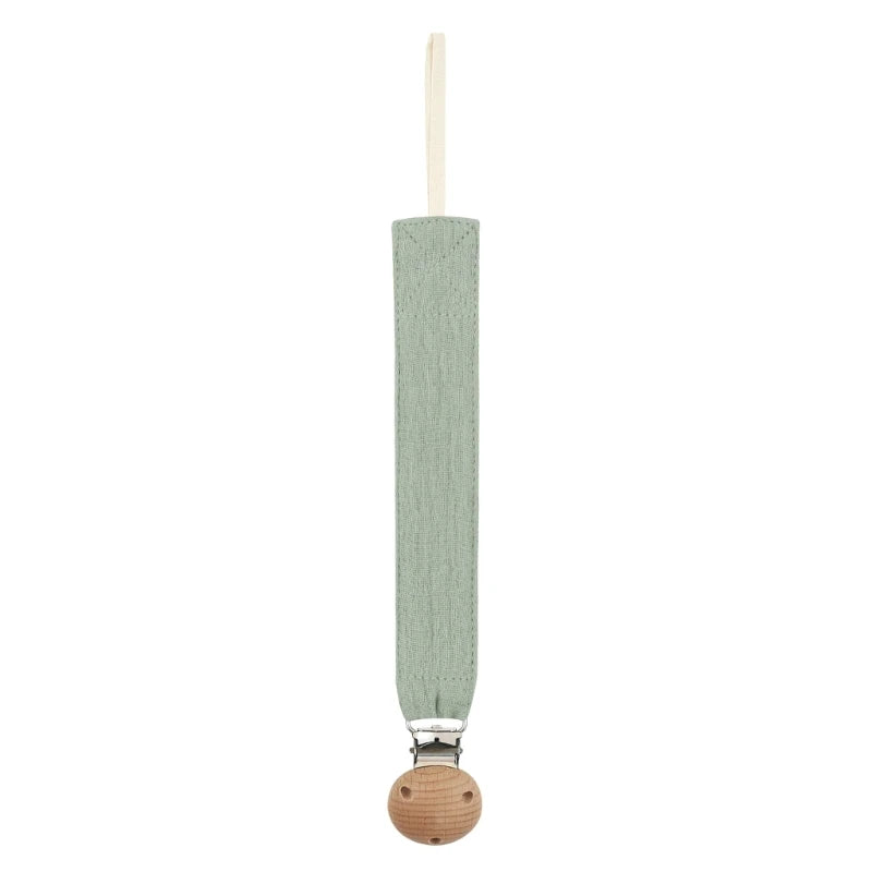 Baby Pacifier Clip - Cotton and Beech Wood Dummy Chain Holder, 26 cm