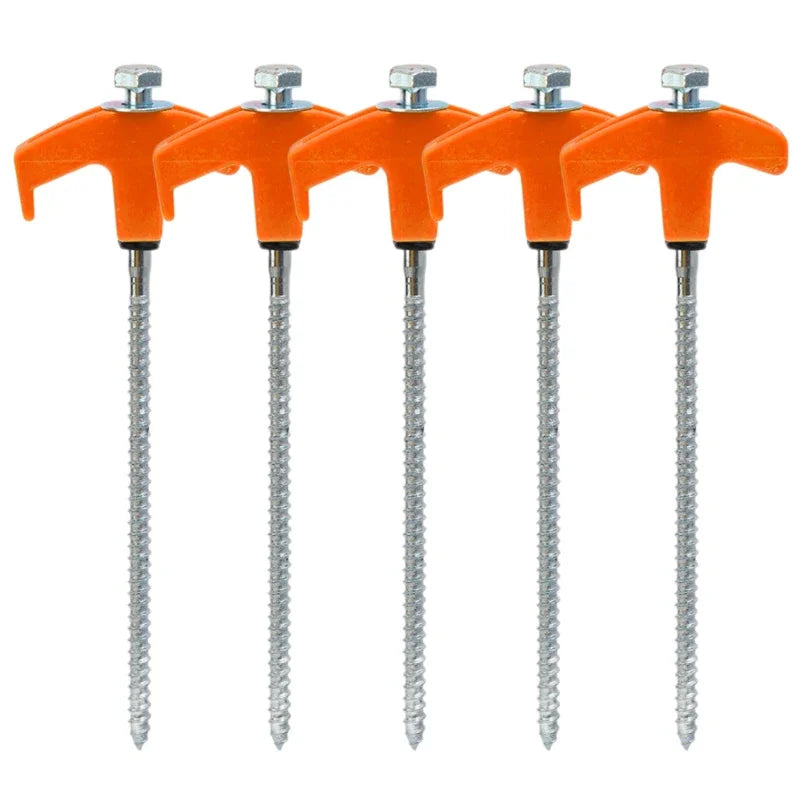 Screw Tent Pegs - Hexagonal Spiral Ground Stakes for Camping, Awnings and Decking, 5 and 10 Packs