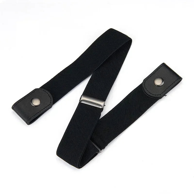 Canvas Elastic Belt - Adjustable No Buckle Waist Belt for Jeans, 60-65cm