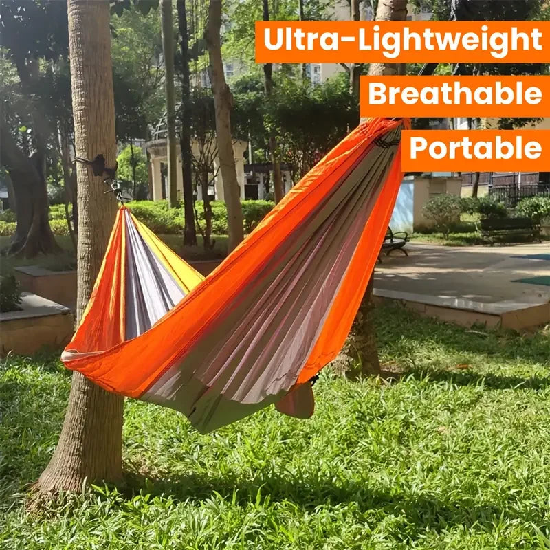 Portable Camping Hammock - Lightweight Parachute Nylon Swing for Backpacking and Travel