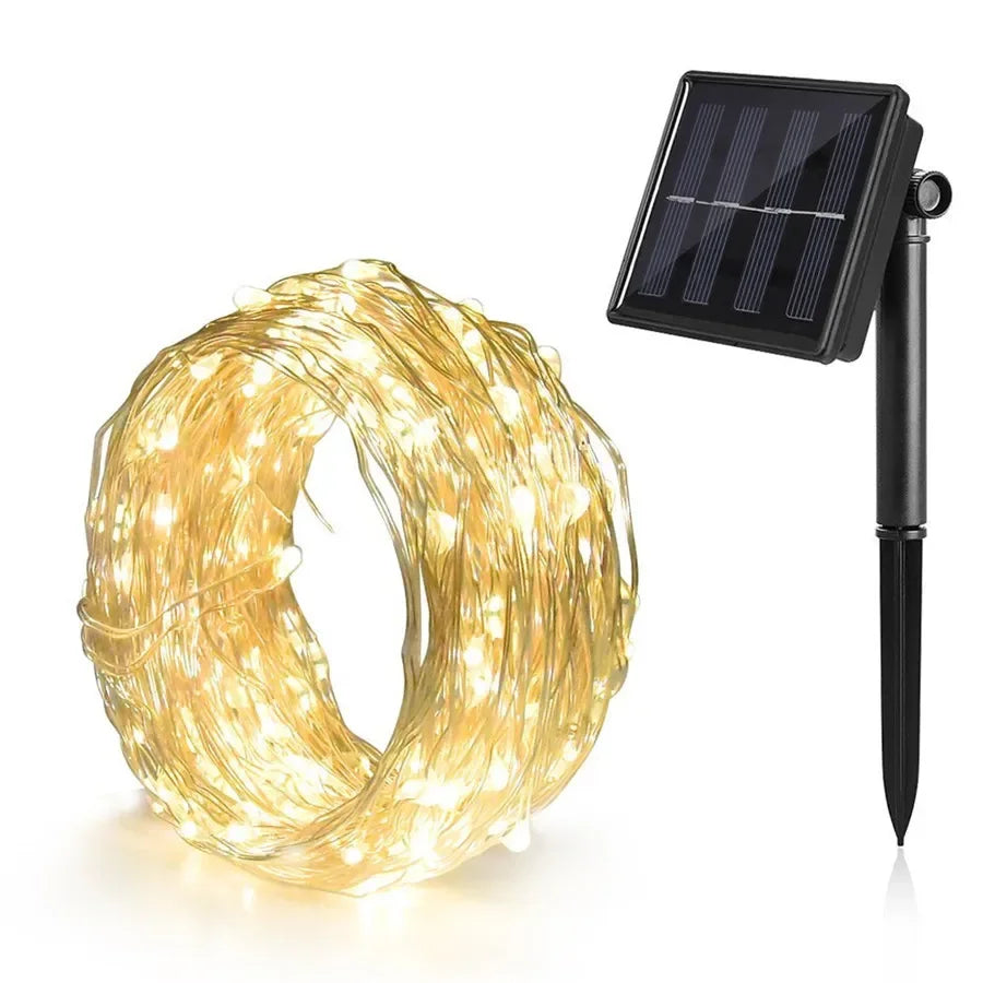 Solar Fairy String Lights - Waterproof 12m 100 LED Outdoor Garden Lights, 8 Modes