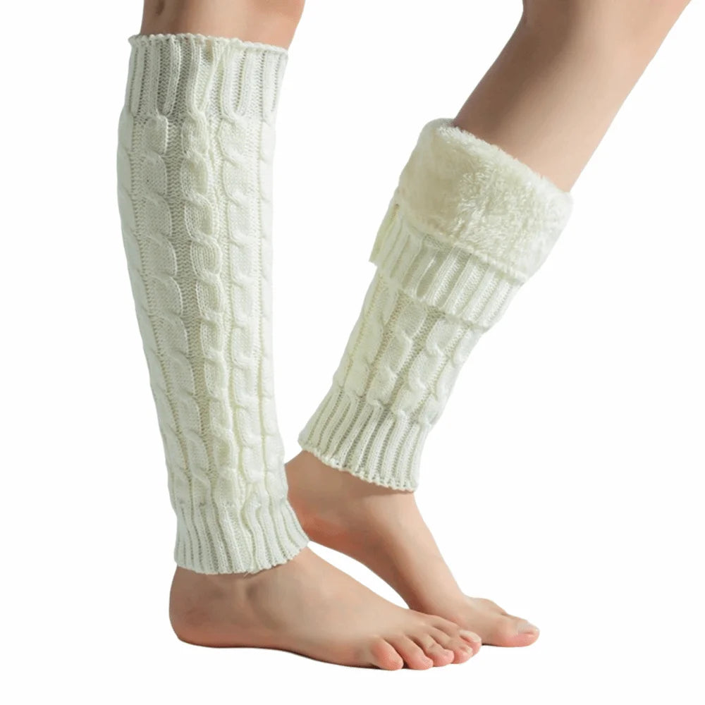 Twist Knit Leg Warmers - Cosy Elastic Boot Socks in 6 Colours