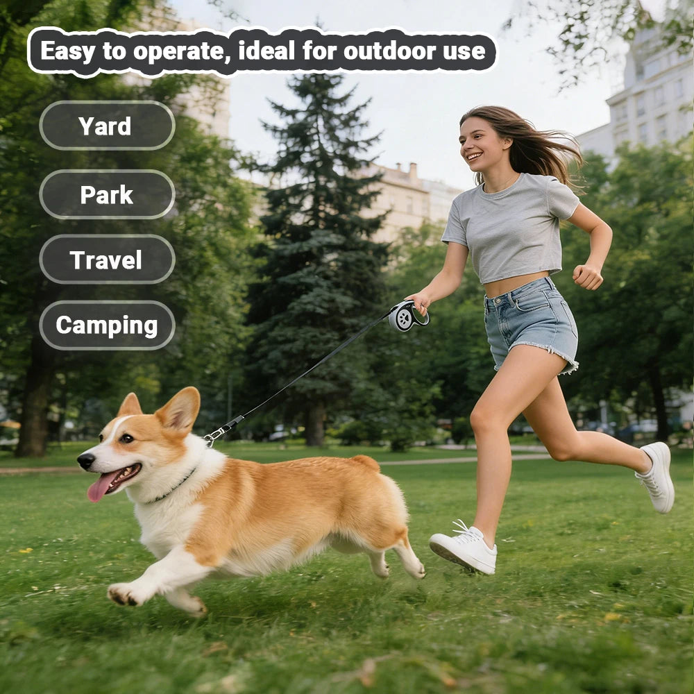 Retractable Dog Lead - 3m and 5m Extending Leash with Anti-Slip Handle for Small and Medium Dogs