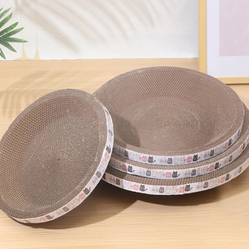 Cat Scratcher Bed - Oval Corrugated Cardboard Scratching Bowl and Lounger, 47 x 32cm