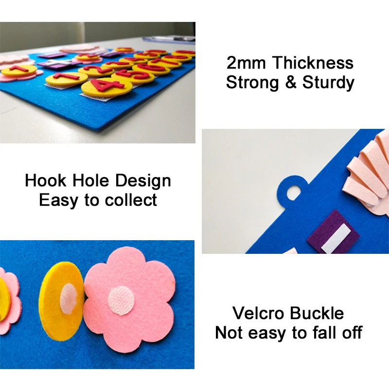Toddler Montessori Toys - Felt Math Board for Early Counting and Sorting