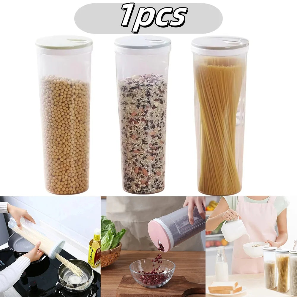 Airtight Pasta Storage Container - Sealed Divided Canister for Noodles and Dry Goods