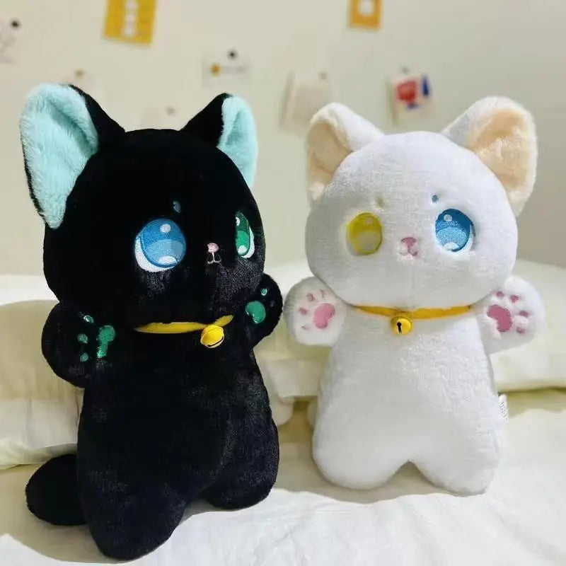Cat Plush Toy - 25cm Soft Black or White Cuddly Toy for Kids