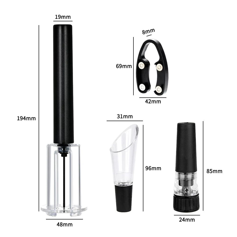 Air Pump Wine Bottle Opener - Pin Corkscrew Set with Foil Cutter