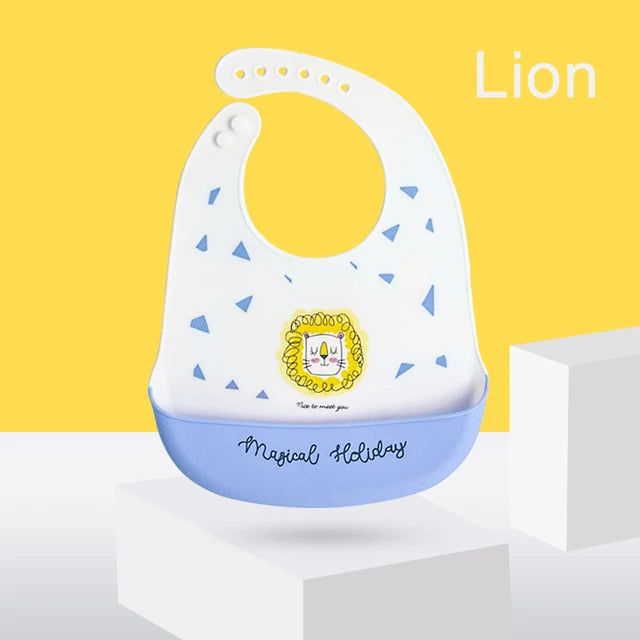 Silicone Baby Bib - Waterproof Feeding Apron with Crumb Catcher Pocket