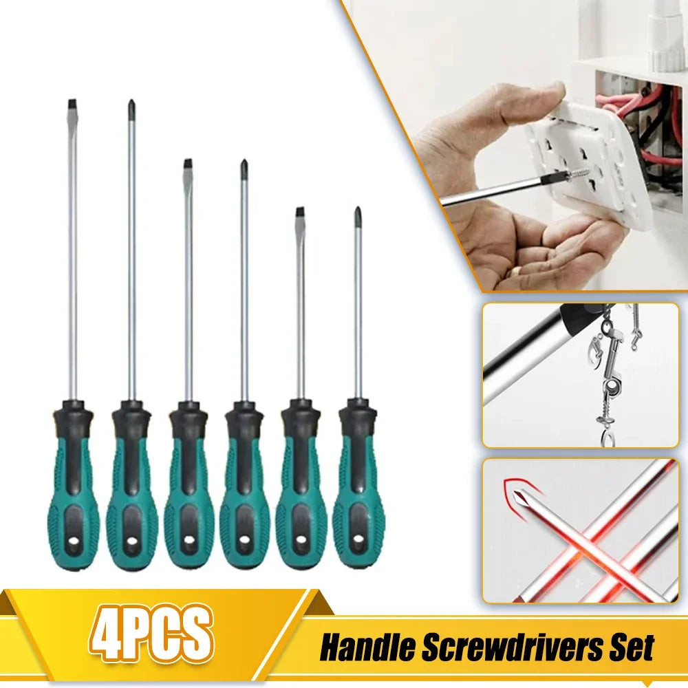 Magnetic Screwdriver Set 4pc - Insulated Cross and Flat Drivers with Magnetiser