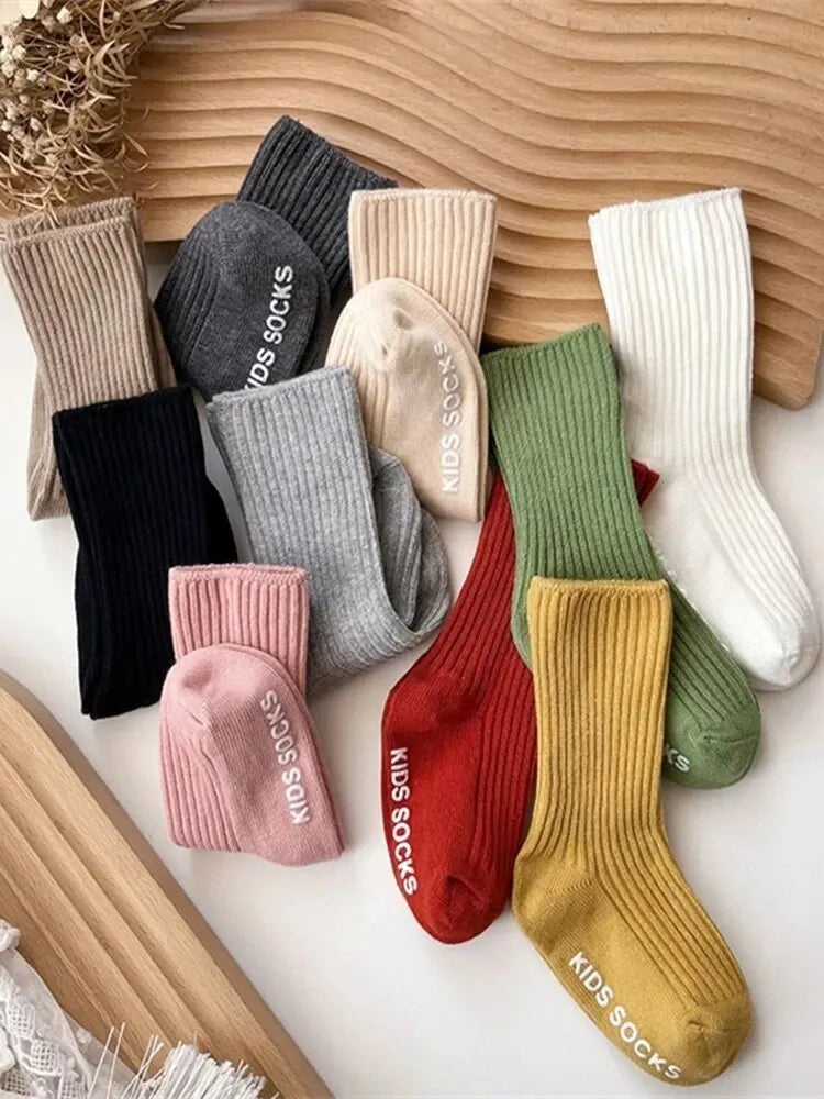 Baby Grip Socks 3-Pack - Non-Slip Cotton Crew Socks for Toddlers 0-3 Years