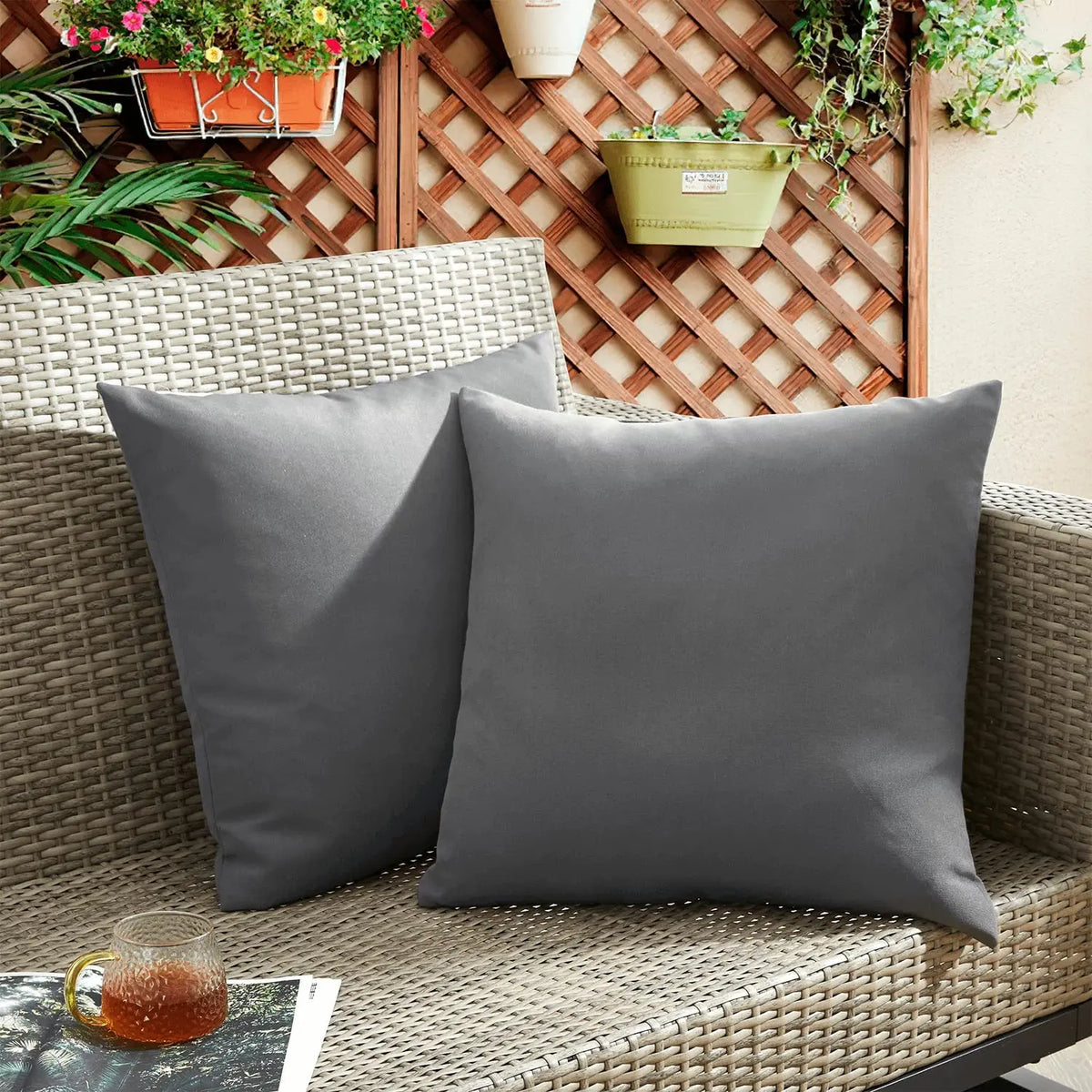 Outdoor Throw Pillow Covers - Waterproof Square Cushion Cases for Patio and Couch