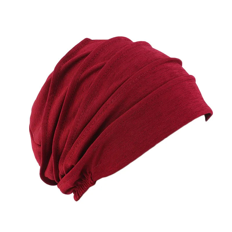 Women's Slouch Beanie - One-Size Elastic Knit Hat in 10 Solid Colours