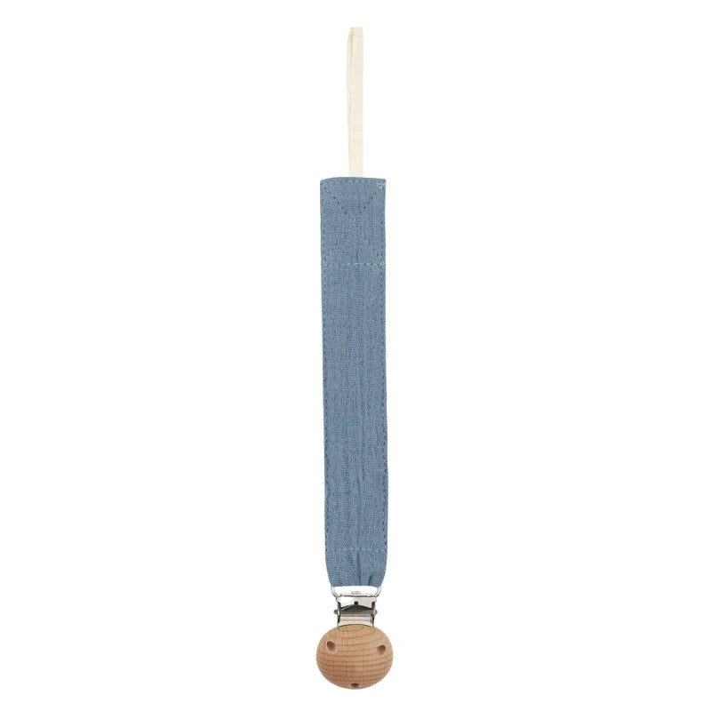 Baby Pacifier Clip - Cotton and Beech Wood Dummy Chain Holder, 26 cm
