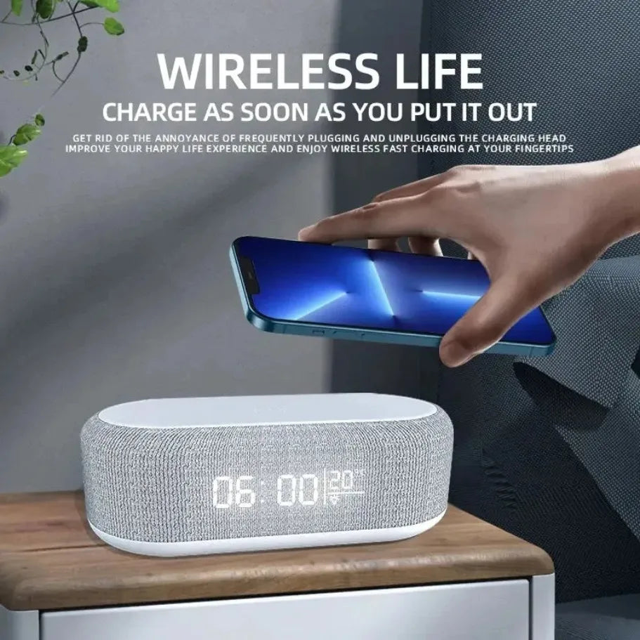 Alarm Clock Wireless Charger - Bedside Fast Charging Dock for iPhone