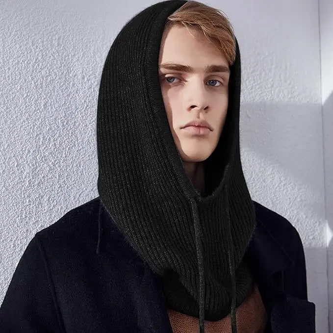 Knitted Hooded Scarf Hat - Two in One Winter Hood for Outdoor Warmth