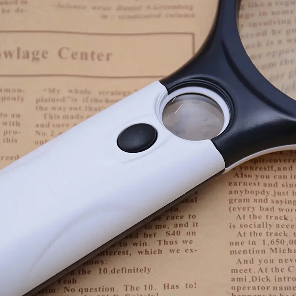 Handheld Magnifying Glass - LED Glass Lens Magnifier for Reading and Loupe Work