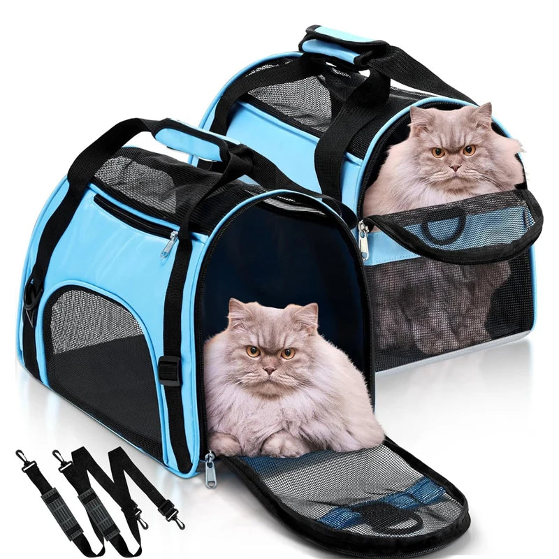 Pet Carrier Bag - Breathable Foldable Cat and Dog Travel Bag in S, M and L