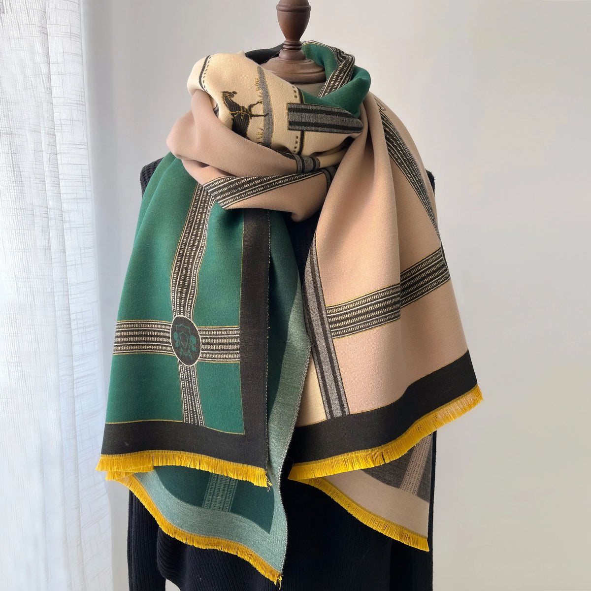 Winter Cashmere Scarf - Thick Warm Wrap in Pink, Orange, Green or Yellow