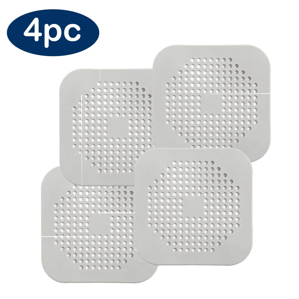 Silicone Shower Drain Hair Catcher - Flat Strainer Cover for Bath, Shower and Kitchen Sink
